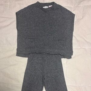 Zara Gray Knit Sleeveless Sweater and Pants Set